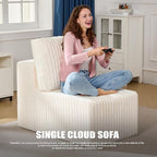 Single Sofa 1 Seat Couch with Deep Seat Memory Foam Cloud Chair with Pillows - Image 3
