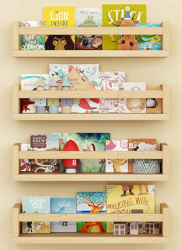 Onlysky Set of 4 Wall-Mounted Kid's Bookshelf by Onlysky