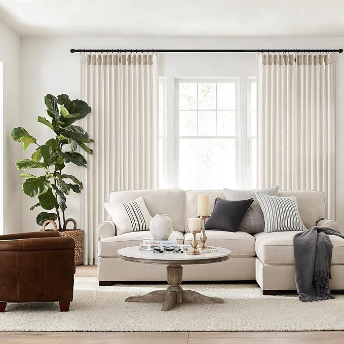Topfinel Pinch Pleated Curtains 90 Inches Long 2 Panels Set, Birch Semi Sheer - Image 3