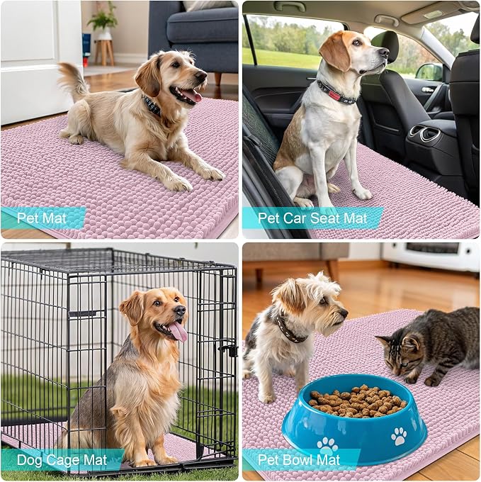 OLANLY Dog Door Mat for Muddy Paws 59x32, Super Absorbent Chenille Mud Mat | - Image 7
