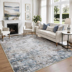 8x10 Area Rugs for Living Room Washable Bedroom Dining Room Brown Blue | Modern - Image 3
