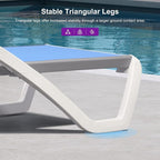 PURPLE LEAF Patio Chaise Lounge Chair Set of 3 Outside Aluminum Plastic - Image 8