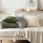 MIULEE Decorative Couch Throw Pillow Covers 20x20 Inch Olive 2 Pack | Modern - Image 3