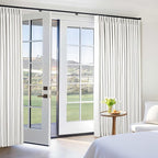 Beige White Pinch Pleated 100% Blackout Linen Curtains W60xL108 1 Panel | Black by Twodrapes