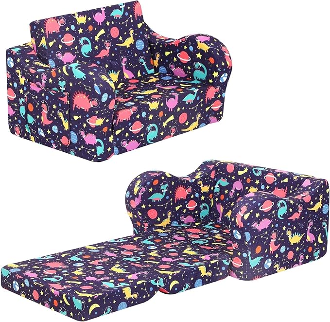 MOMCAYWEX Kids Sofa, 2-in-1 Flip-Out Foam Couch, Foldable Soft Play Lounge Chair by MOMCAYWEX