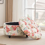 HUIMO 30-Inch Round Storage Ottoman, Modern Button Tufted Ottoman Coffee Table - Image 5