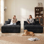 Boneless Chaise Lounge Couch Indoor, Oversized Corduroy Upholstered Sofa Bed - Image 6
