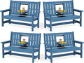 SERWALL Outdoor Bench with Cup Holder, Oversized 58" HDPE Porch Bench Suitable by SERWALL