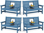 SERWALL Outdoor Bench with Cup Holder, Oversized 58" HDPE Porch Bench Suitable by SERWALL