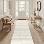 cotiled Hallway 2.6x8 Runner Rugs Washable Boho Rug Brown/Cream | Stain - Image 7