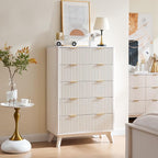 T4TREAM Fluted 5 Drawers Dresser, Curved Profile Design, Wood Drawer Organizer - Image 3