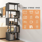 Furologee 6 Tier Bookshelf Tall Geometric Bookcase, S Shaped Industrial Display - Image 6