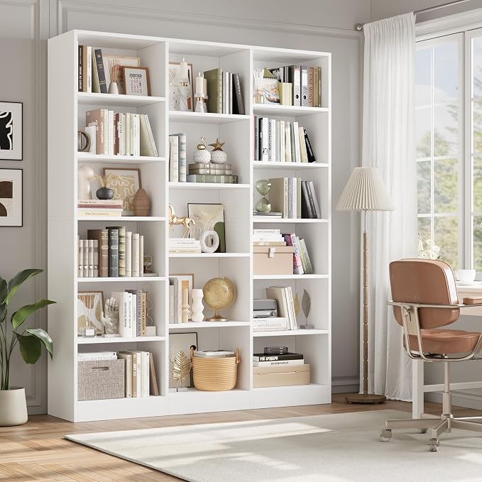 FACBOTALL Triple Wide Bookshelf, 6 Tier Large Bookshelf, Bookcase - Image 2
