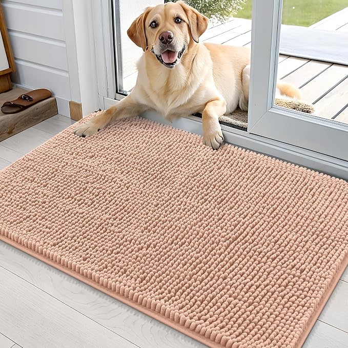 OLANLY Dog Door Mat for Muddy Paws 36x24, Super Absorbent Chenille Mud Mat | by OLANLY