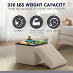 Ornavo Home Small Storage Ottoman Foldable Collapsible Cube Square Linen - Image 6