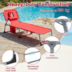 Goplus Tanning Chair, Folding Adjustable Patio Lounger w/Face Arm Holes - Image 7