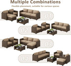 LOUVIXA 7 Piece Outdoor Patio Furniture Set, Rattan Chairs Glass Table Wicker - Image 4