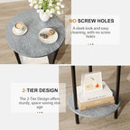 Small Round Side Table, 2-Tier Modern Accent/Bedside Table - Image 5