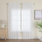 Furman Sheer White Curtains 90 inches Long by OWENIE