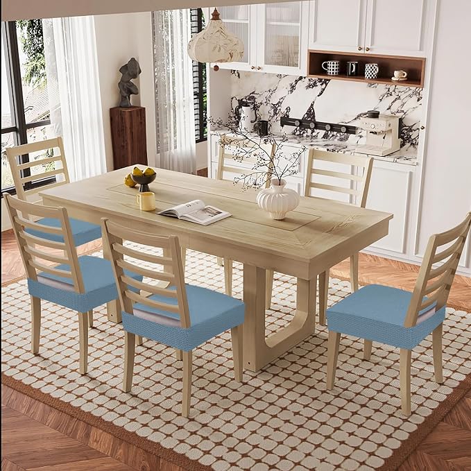 Smiry Waterproof Seat Covers for Dining Room Chairs Set of 6, Stretch Jacquard - Image 8