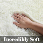 Cream White 8x10 Area Rugs for Living Room, Large Fluffy Shag Bedroom Rug - Image 2