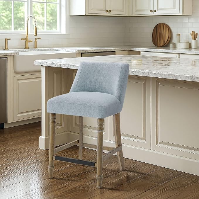 Martha Stewart Delaney Upholstered Mid-Century Modern Counter Stool - Image 2
