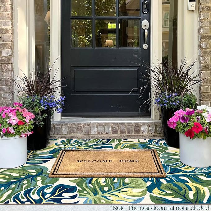 3x5 Monstera Entry Rug Washable Indoor Outdoor Mats - Image 4