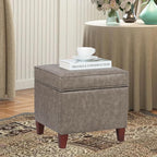 Adeco 17.5" Square Storage Ottoman, Faux Leather Flip Top Footstool & Coffee - Image 6