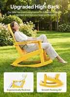 Outdoor Oversized Adirondack Rocking Chairs, All Weather HDPE Patio Rocking - Image 4