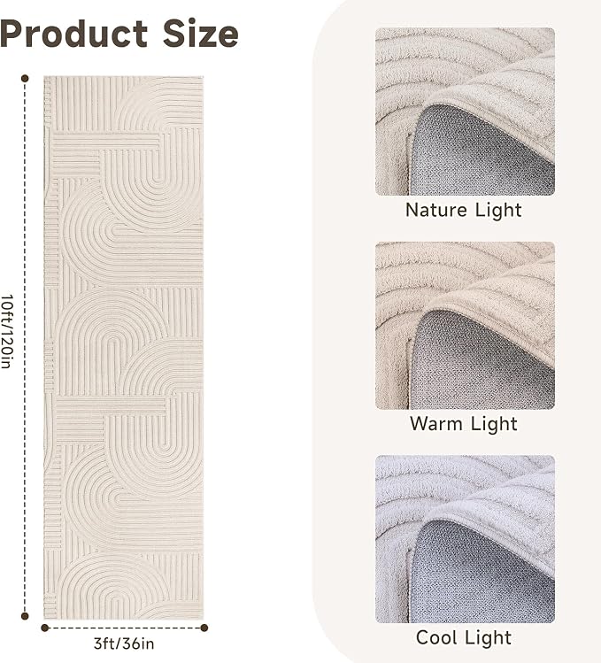 Pauwer 3x10 Area Rugs for Living Room, Modern Non Slip Washable Rug, Soft Fluffy - Image 2