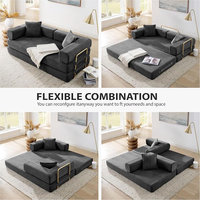 HANXIN Convertible Sleeper Sofa Bed, 78 Inch Folding Floor Mattress Couch - Image 3