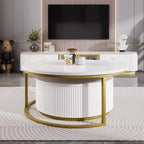27.6" Modern Round Nesting Coffee Table Fluted - Image 3
