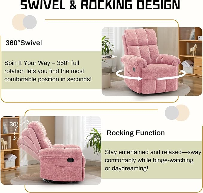Korser Recliner Chair, Swivel Rocker Recliner Chair - Image 3