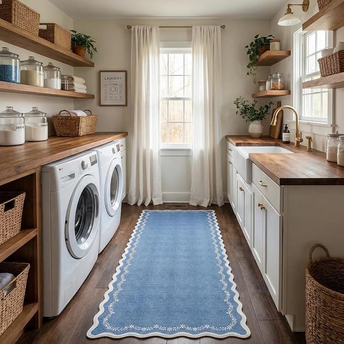 GarveeHome 2.5x10 Scalloped Washable Runner Rug Long Hallway Kitchen Rug | Soft - Image 3