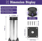 6 Inch Metal Furniture Legs Stainless Steel Adjustable Legs Silver Metal Legs - Image 5