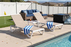 PURPLE LEAF Patio Chaise Lounge Chair Set of 3 Outside Aluminum Plastic by PURPLELEAF