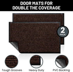 Front Door Mat, Indoor Outdoor Welcome Entryway Doormat, 48x36 Dark Brown | - Image 2