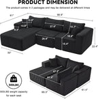 Weture 97" Modular Sectional Sofa, L-Shaped Boneless Couch - Image 3