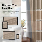 100% Blackout Linen Textured Curtains 90 Inch Long, Burlywood Birch | 100% - Image 7