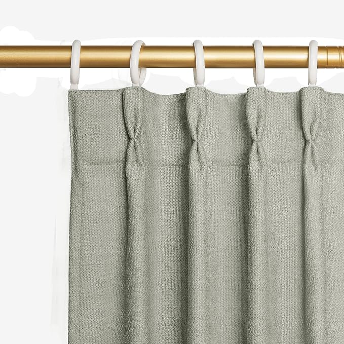 Joydeco Greyish White Pinch Pleated Thick Linen Curtains 84 Inch Long 2 Panel by JOYDECO