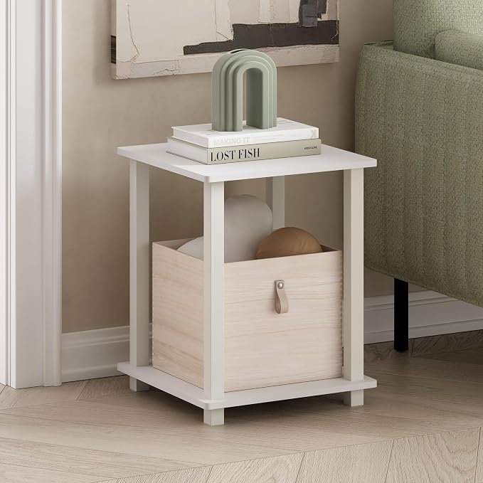 Furinno Simplistic Side Table Set of 2, 2-Tier Square Modern End Table - Image 2