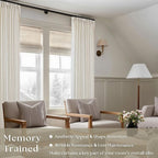 Memory Shape Trained Pinch Pleated Linen Curtains 100 Inches Long | Natural - Image 2
