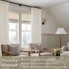 Natural Pinch Pleated 132 Inch Linen Curtains 2 Panels Set 40x132 | Extra Long - Image 2
