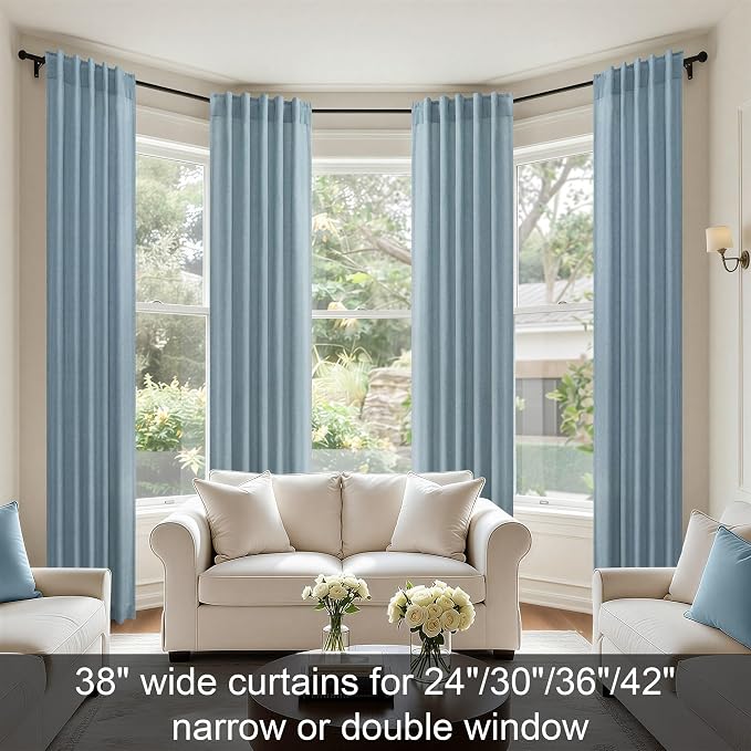 Light Blue Curtains 38 Inch Wide - Image 2