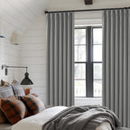 Grey Pinch Pleated 100% Blackout Linen 80 Inch Window Curtains 2 Panels Set | - Image 7