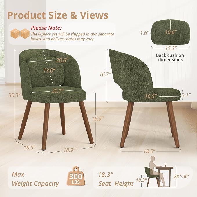 LUE BONA Dining Chairs Set of 6, Modern Upholstered Kitchen Chairs - Image 2
