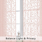 Furman Blush Sheer Curtains, 72 inches Long 2 Panels Set, Light Filtering Top - Image 2
