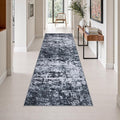 3x8 Washable Runner Rug：Modern Abstract Kitchen Carpet Black | by FXRHLP