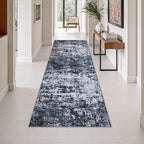 3x8 Washable Runner Rug：Modern Abstract Kitchen Carpet Black | by FXRHLP