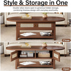LVB Rattan Coffee Table, Boho Wood Living Room Table - Image 7